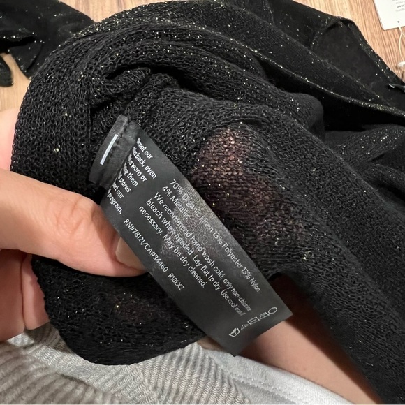 NWT Eileen Fisher Black Linen Tunic Top Sweater With Gold Sparkles - Picture 10 of 12